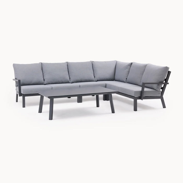 Vogue Aluminium L-Shaped Corner Aluminium Lounging Set in Graphite Grey