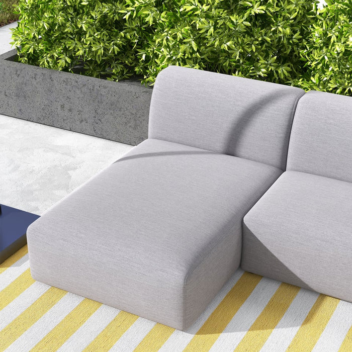 Casey All Weather Fabric Aluminium L-Shape Corner Sofa Lounging Set in Ash Grey