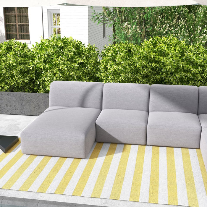 Casey All Weather Fabric Aluminium L-Shape Corner Sofa Lounging Set in Ash Grey