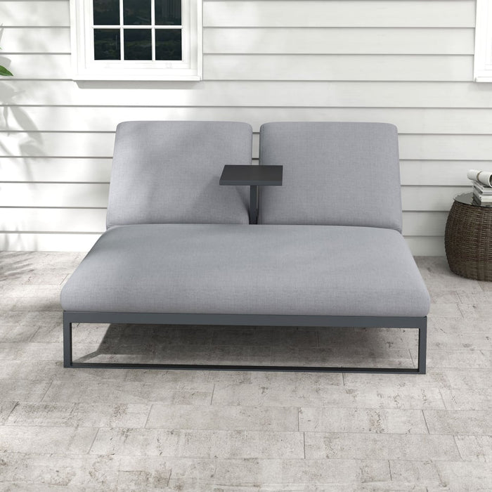 Dani All Weather Fabric Aluminium Double Sun Lounger in Ash Grey