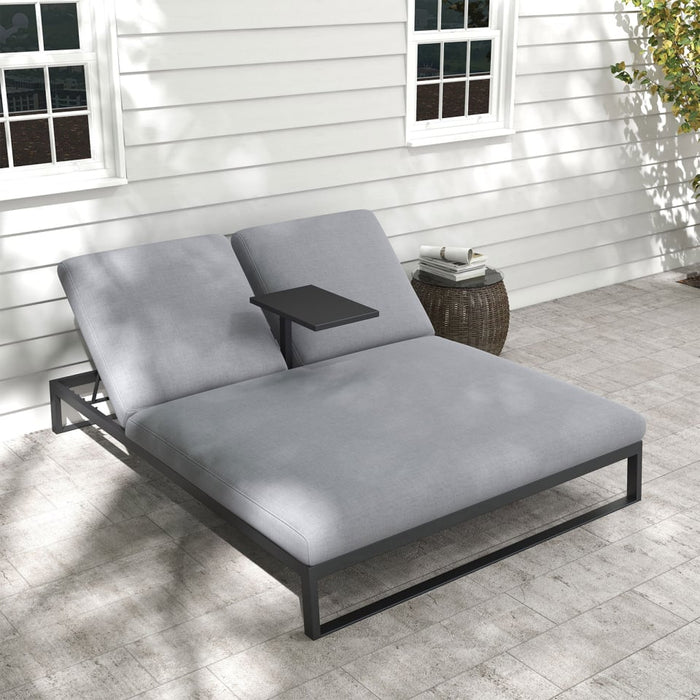 Dani All Weather Fabric Aluminium Double Sun Lounger in Ash Grey