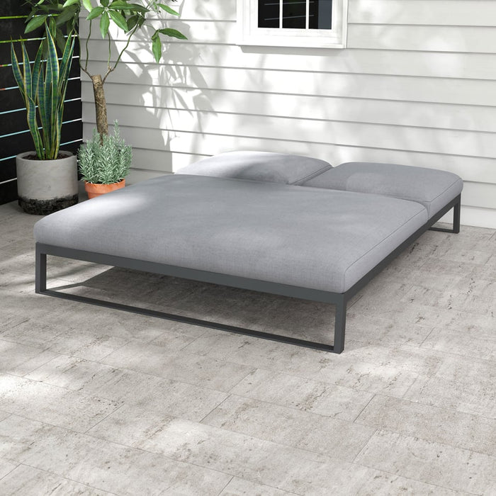 Dani All Weather Fabric Aluminium Double Sun Lounger in Ash Grey