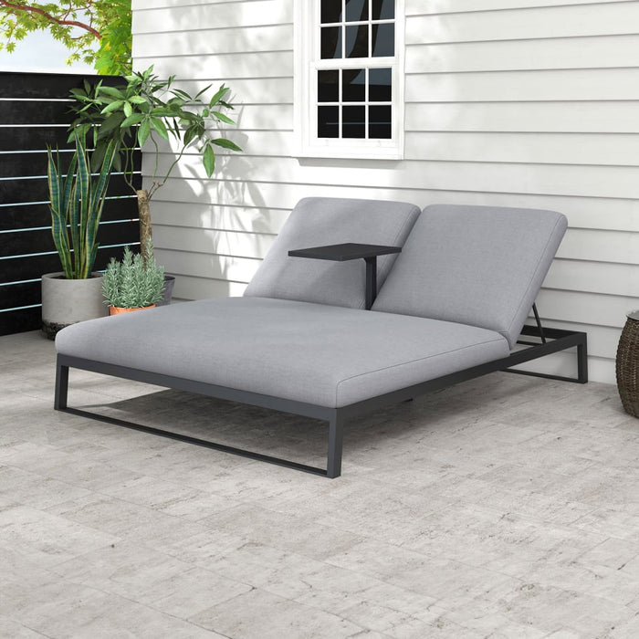 Dani All Weather Fabric Aluminium Double Sun Lounger in Ash Grey