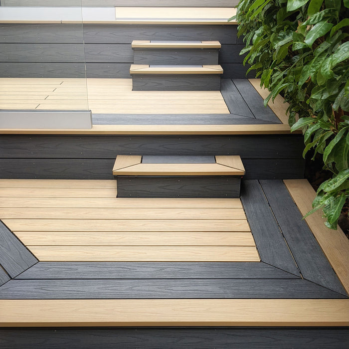 HD Deck Dual Coloured Natural Composite Decking - 22.5 x 143 x 3600mm - Slate / Natural Oak