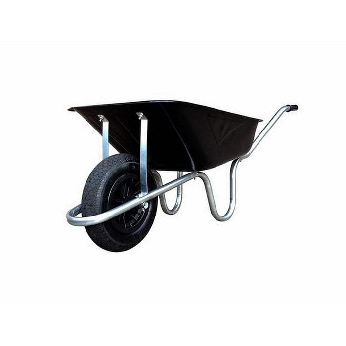 HNH 90L Builders Pneumatic Tyre Wheelbarrow with Silver Frame